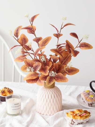 1/2/4 piezas Hojas de eucalipto de otoño artificiales, ramas de eucalipto simuladas con colores de otoño adecuadas para decoración del hogar, arreglos interiores de sala de estar, decoraciones de boda, decoraciones de otoño, decoraciones de hogar de otoño, bodas de otoño, decoraciones de Halloween y decoraciones de habitación.