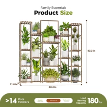 Large Plant Shelf Plant Stand Indoor Hanging Tall Outdoor Plant Holder Wood For Multiple Plants Plant Rack For Living Room Garden Balcony Flower 17 Pots Wide - Brown - View 3