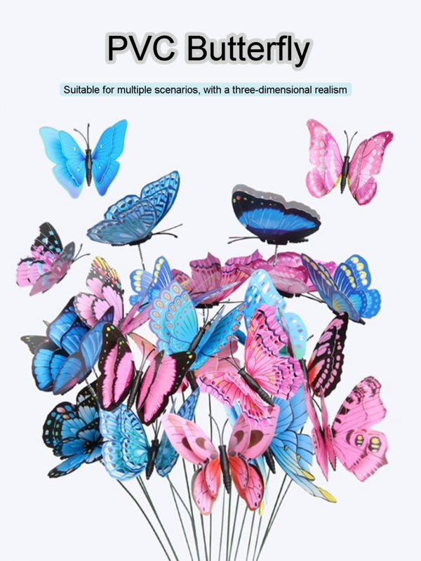 10 Pieces Of 8cm Double-Layer Butterfly Planting Sticks For Pastoral Lawn Potted Plants And Gardens, Plastic Butterfly Planting Stick With Printing