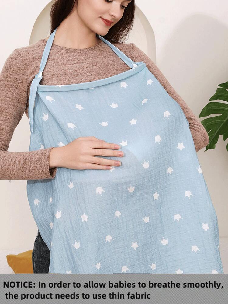 1 件 Oeko-Tex 认证孕妇哺乳上衣，海军蓝皱棉上印皇冠图案，透气柔软亲肤 - 彩色 - 查看 2