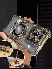 奢华电镀银色手机壳，带指环支架和磁吸支架，防震，时尚新款硅胶软保护套，兼容 16/15/14/13/12/11/X/XS/XR/8/7 Plus/Pro Max，Galaxy S25/S24/S23/S22/S21/Note 20/A55/A54/A53/A52/A35/A34/A23/A16/A15/A14/A13/A12 - 銀色 - 查看 4