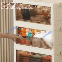 4/5/6-Tier Layer Folding Storage Cabinet,Multi-Purpose Storage,Folds Flat For Storage,Foldable Kitchen Pantry Organizer With Flip Doors ,Multi-Layer Plastic Storage Cabinet, Home Furniture,Space-Saving Home Storage Cabinet, Multi-Use For Bedroom, Bathroom, Dorm & Rental, Easy To Assemble Foldable Storage Cabinets , Suitable For Bathroom, Home, Office, Dorm, Bedroom Organizer Storage - Multicolor - View 7