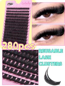 14ROWS 280PCS False Eyelashes Russian Volume 60D Curl D, 8-16mm Big Voluminous, Halloween Dramatic Lash Clusters 60D Cat Eye Lashes&Extra Fluffy&Extra Thick&Dramatic&DIY, Reusable Individual Eyelash Extension Kit -For Daily MakeupWedding&Dating&Stage&Travel&Party, -For Christmas&Halloween&Gifts&Spring Festival, Must-Have Lashes Set!
