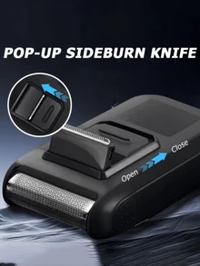 GERTZY 1pc Men's Electric Shaver, Rechargeable Multi-Function Trimmer, Beard/Hair Integrated Design, Pop-Up Precision Blades, Includes Cleaning Brush & Portable Case, Home Haircut Tool, Premium Gift Box For Father's Day & Birthday - Multicolor - View 9