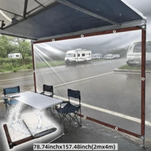1pc Waterproof Cloth, Rainproof Tarp For RV Awning, Caravan Side Canopy, Windproof And Snowproof, Suitable For RV, Balcony, Yard, Outdoor Camping, Windbreak And Rainproof - Transparent - View 13