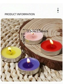 50pcs/10pcs Round Mini Aluminum Shell Butter Tea Wax Theme Holiday Decoration Proposal Candle Decoration, Hotel Tea Brewing Insulation Small Candle Multi-Color Round Tea Candle, Romantic Handmade Candle, Wedding Party Home Decoration Gift
