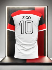 Flamengo Zico Retro Dry Max Men's T-Shirt Embroidered World Cup 1981 - Đỏ và trắng - Xem 2