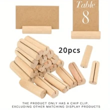 20/40 buc Suporturi din lemn pentru numere de masă pentru nunți și evenimente - Suporturi elegante pentru numere de masă, Suporturi pentru carduri de nume și fotografii, Potrivite pentru fotografii, Cartonașe, Meniuri - Perfecte pentru nunți, petreceri și evenimente, Cleme pentru carduri de nume, Cleme din lemn pentru mesaje cu numere de masă pentru restaurant și nuntă