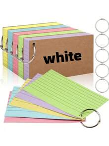50pcs/Book Colorful Indexed Cards With Rings, 3x5 Inch Lined Memo Cards, Rule Learning Cards, Learning Supplies, School Supplies, College Supplies, Flashcards, Back To School Supplies - Multicolor - View 17
