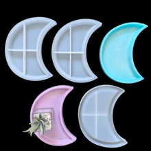 1 pieza Molde de silicona con forma de luna, molde para colada de resina epoxi, herramienta de manualidades DIY - Blanco - Ver 5