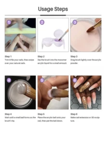 9pcs Acrylic Powder Set,Nude Pink White Color High Glossy Acrylic Powder Set,Nail DIY Art Design,9 Colors Acrylic Nail Art 3D Nail Sculpture French Nail Extension & Nail Carving,Professional Polymer 3D Acrylic Nail Art Kit,Gift For Women Girls,Long Lasting & Easy To Apply