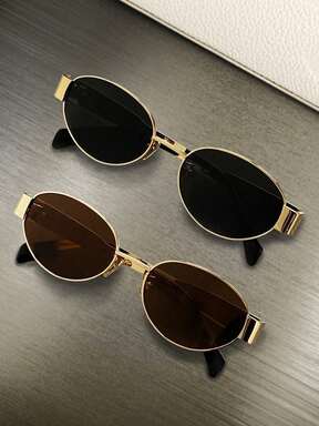 1/2 piezas de gafas de mujer con marco de metal de forma ovalada/poligonal, adecuadas para uso diario y actividades al aire libre para verano, playa, vacaciones, exteriores, viajes