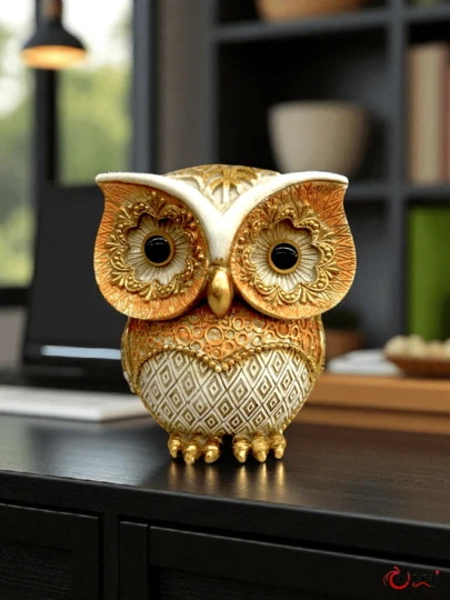Enfeite Coruja Decorativa Resina Luxo Sabedoria Sorte Enfeite Casa
