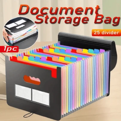 Pasta Arquivo Organizadora Expansível Divisórias Documentos 24 divisorias