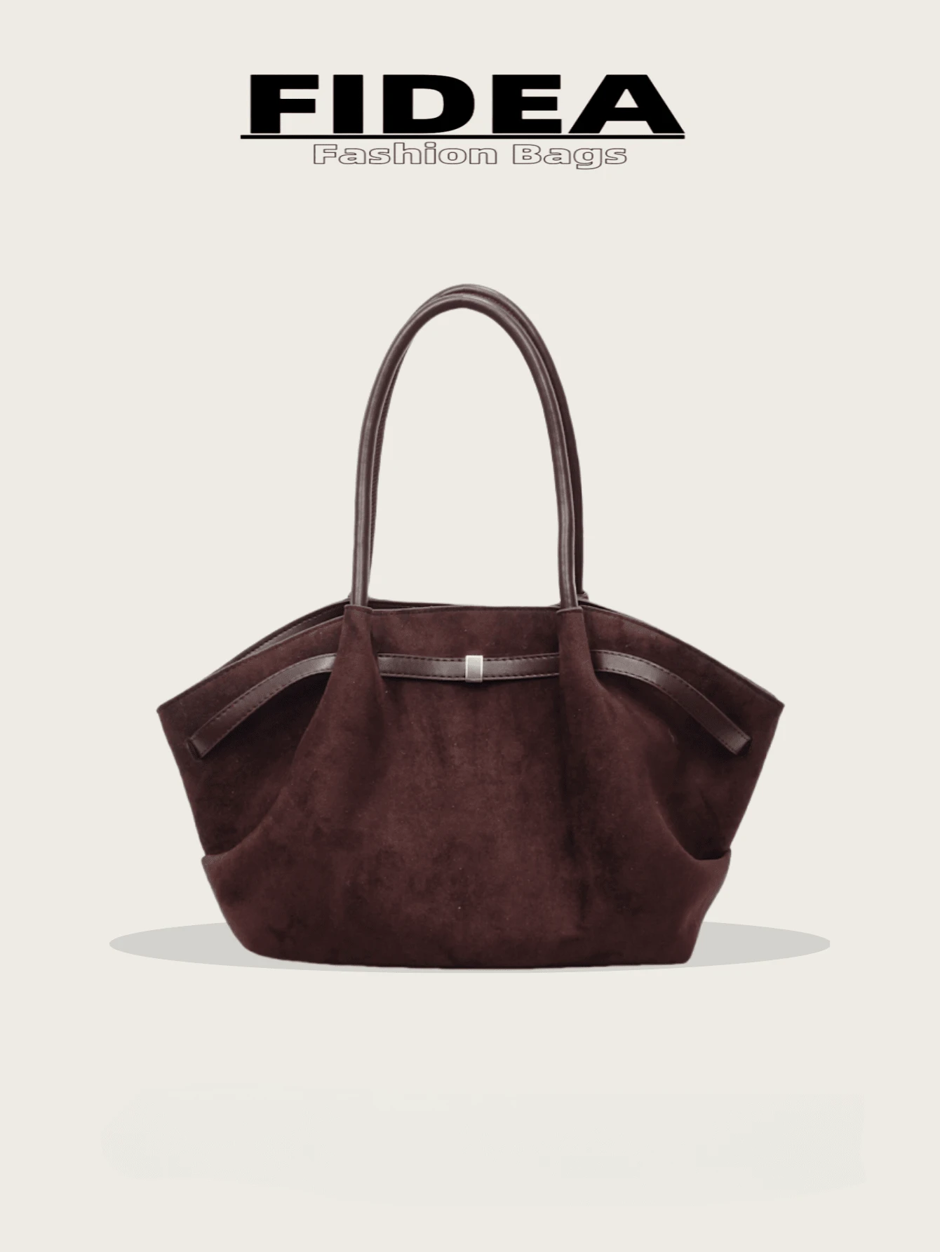 1pc Women's Large Capacity Handbag Vintage PU Leather Burgundy Red Large Capacity Handbag, Belt Decor, PU Material One Shoulder Tote Bag, Fashionable Retro Minimalist Style, Suitable For Women Shopping, Commuting, Daily Use, Bags For Ladies Fashionable