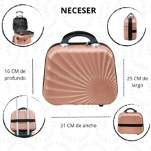 JONY Maleta Más Neceser de 20 Pulgadas Con Candado Fijo De Combinación y 4 Llantas 360° - Rosa Oxidada - Ver 4