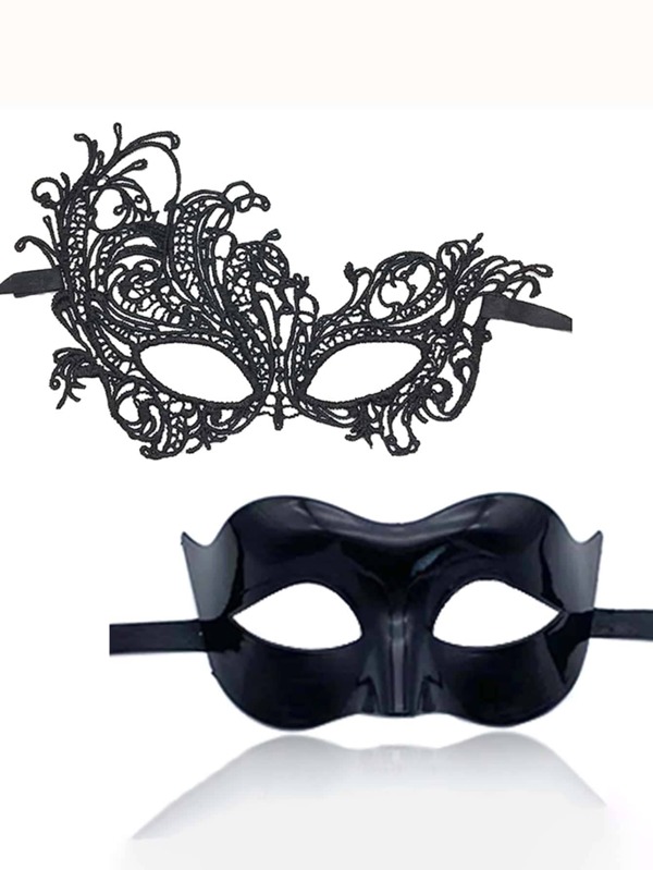 2pcs Couple's Lace Masquerade Mask, Sexy & Intimate,The Top Choice For Party Outfits,Halloween