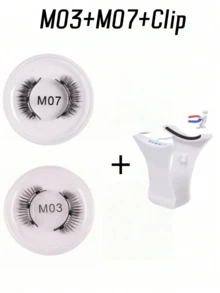 2 对磁性睫毛可重复使用无需胶水睫毛猫眼自然睫毛簇套装易于佩戴和取下，节日睫毛，狂欢妆容，闪光睫毛，磁性睫毛，狂欢派对配件条状睫毛，睫毛，睫毛，假睫毛 - 黑與白 - 查看 12