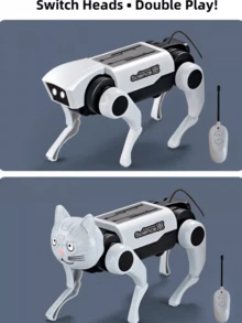 Powered Bionic Intelligent Robot Dog And Robot Cat,Remote Control Animals With DIY Assembly Science Learning Educational Toy,Walking Mechanical Dog And Cat Robot,Christmas Gifts For Kids Children Teaching Puzzle STEM Toy