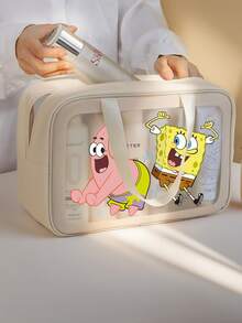 3pcs SpongeBob Pattern Waterproof Travel Toiletry Bag, Cartoon Patrick Star Portable Large Capacity Cosmetic Bag, Suitable For Storing Cosmetics And Travel Essentials - Can Be Used As Travel Organizer, Makeup Bag, Cosmetic Storage Bag, Holiday Organizer, Large Capacity Cosmetic Box, Ideal For Storing Lipstick, Makeup Brushes, Skincare, Phones, Coins And Small Items, Great For Home, Gifts, Vacation And Holidays (Halloween, Christmas) Make Up Bag - Multicolor - View 1