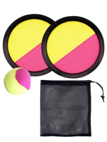 儿童粘性目标球/吸盘球/抛接球/抛掷玩具粘球亲子户外运动/接球和投掷游戏套装飞盘投掷和接球桨游戏带 1 个储物袋接球游戏玩具粘性玩具适合男孩和女孩家庭户外活动