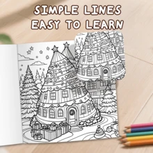 GDTME 1 pieza Libro para colorear con tema navideño, cubierta de papel perlado, 24 páginas con papel talla grande grueso mejorado (120g páginas interiores), 7.9x7.9 pulgadas, para colorear por un solo lado, contenido rico y exquisito, adecuado para adolescentes y adultos para aliviar el estrés, regalo perfecto para amigos, parejas y familia. ¡Regalo ideal para Año Nuevo, Navidad, Acción de Gracias!