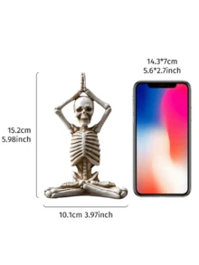 Decoración de estatua de esqueleto en posición de yoga para Halloween, modelo de esqueleto corporal de resina hecho a mano en estilo gótico, adecuado para fiestas de Halloween, cementerio, casa embrujada y decoración de escritorio - Multicolor - Ver 4