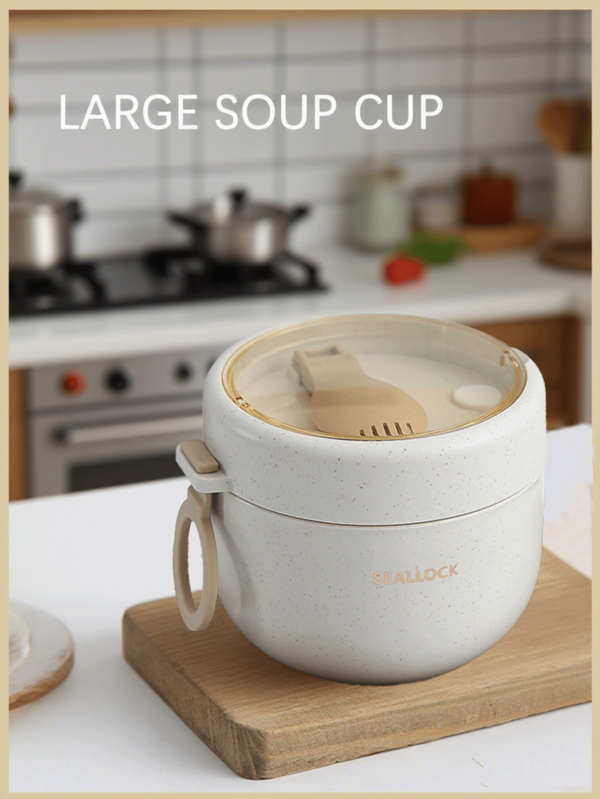 800ml/600ml Insulated Soup Cup, Lunch Box With Stainless Steel & PP Dual Pot, Portable Food Container With Fork & Gift Box, Microwave For Oatmeal, Porridge, Coffee, Milk, Soymilk, Bento Jar For Office, School, Gym, Commuting, Camping, Travel, Easy-Grip Leakproof Cylinder Mug, Keeps Food & Drinks Hot 4Hrs+, Ideal Graduation Birthday Vacation Gifts For Men Women