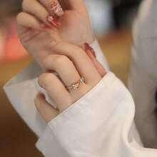 1pc Exquisite 1.5ct Sunset Red Pear Cut & 0.3ct Round Moissanite S925 Silver Plated White Gold Eternal Promise Ring, With Certificate - Rose Gold - View 4