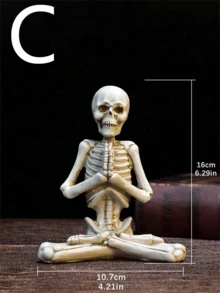 Decoración de estatua de esqueleto en posición de yoga para Halloween, modelo de esqueleto corporal de resina hecho a mano en estilo gótico, adecuado para fiestas de Halloween, cementerio, casa embrujada y decoración de escritorio - Multicolor - Ver 12