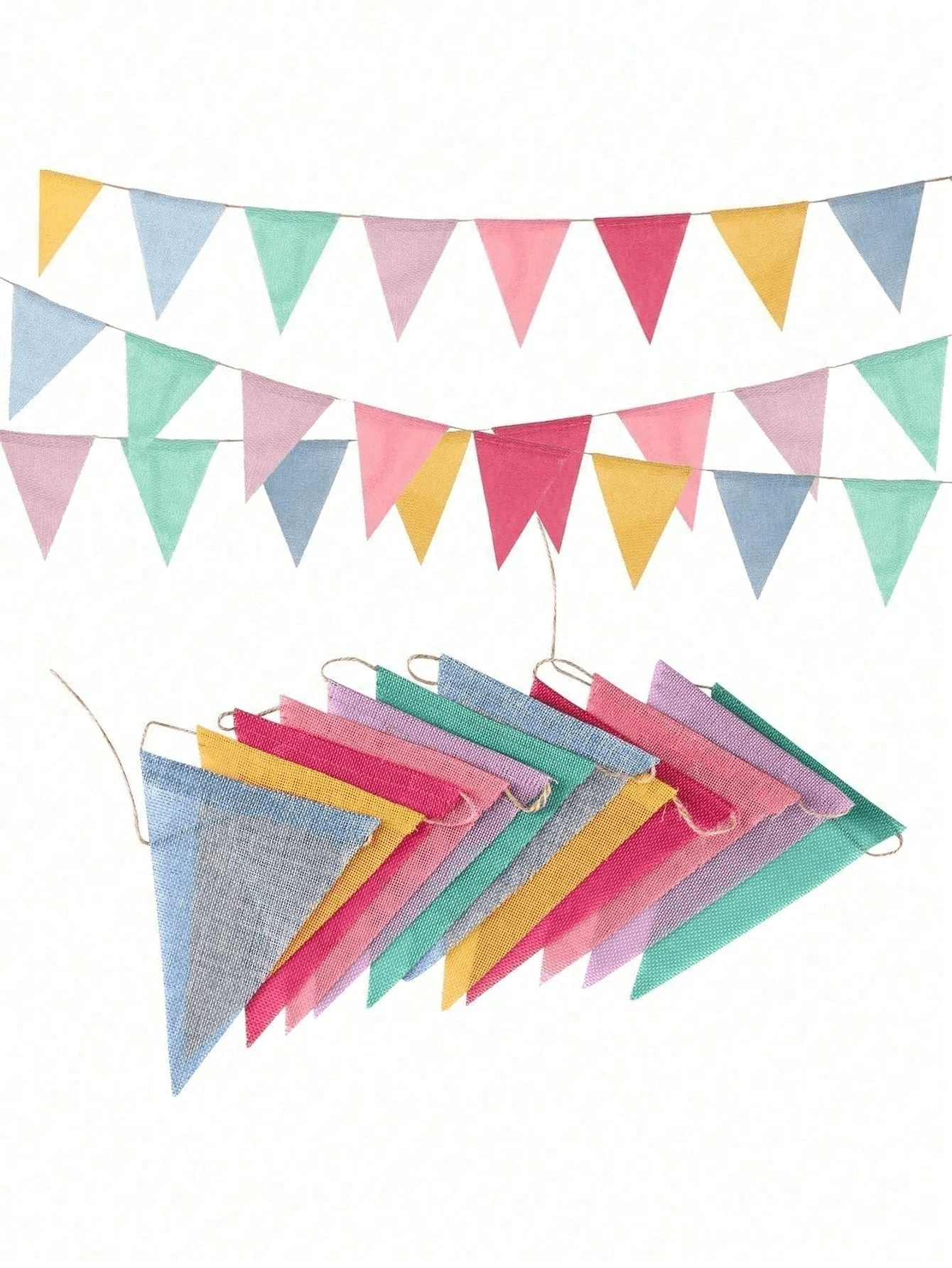 Banderín de triángulos de arpillera de colores con cuerda de yute - Decoraciones para bodas, decoración de fiestas, decoraciones de Halloween, decoración del hogar de otoño, decoración de habitaciones, decoración al aire libre, decoración de aulas, arte de pared, decoración del hogar bohemia, decoración vintage, cumpleaños, carnaval, decoración de dormitorios, decoración de salas de estar, decoración de paredes para el hogar, artículos de boda, regreso a la escuela, decoraciones de otoño para el hogar, decoración de la casa, decoración del hogar occidental