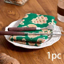 1pc/2pcs Christmas Gingerbread Man Printed Green & White Tablecloth, Table Runner, Table Runner, Dining Napkin - Multicolor - View 30