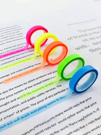 5/3/2/1pc Super Thin Index Tabs Transparent Tear-Off Tape Notes, Waterproof, Writable, Colorful Highlighter Pens, 5 Colors, School Supplies, Back To School Essential, Student Learning Must-Have, Teacher Office Essential