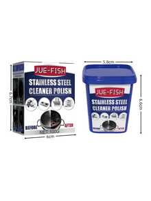JUE FISH 100g Stainless Steel Cleaning Paste - Removes Stains, Rust, Polishes And Degreases Stainless Steel Pots, Pans, Stovetops, Hoods, Rust Remover, Multi-Purpose Kitchen Cleaning Powder, Suitable For Pots, Pans And Surfaces, Stainless Steel Cleaning Paste - Pot Cleaning Agent; Stainless Steel Cookware Cleaner; Stove Cleaner; Cleaning Supplies; Iron Cleaner; Kitchen Supplies; Kitchen; Cleaning; Kitchen Utensils, Pots, Stoves - Multicolor - View 3
