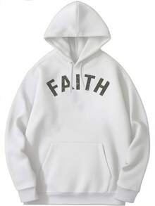 Men's Faith Over Fear Graphic Pullover Hoodie, DoubleSided Print, Premium Cotton Blend, Long Sleeve Sweatshirt, Comfortable & Stylish, Ideal For Casual Wear  Available Now! - 白色 - 查看 4