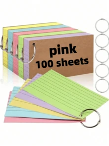 50pcs/Book Colorful Indexed Cards With Rings, 3x5 Inch Lined Memo Cards, Rule Learning Cards, Learning Supplies, School Supplies, College Supplies, Flashcards, Back To School Supplies - Multicolor - View 18