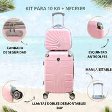 JONY Maleta Más Neceser de 20 Pulgadas Con Candado Fijo De Combinación y 4 Llantas 360° - Rosa Pálido - Ver 2