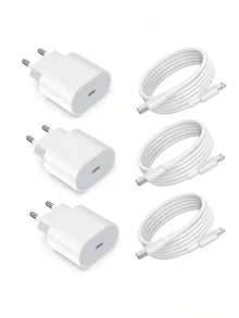 Chargeur rapide PD 20W + Câble de données de charge rapide PD, Adaptateur de chargeur rapide, Compatible avec 14 Pro Max/14 Pro/14 Plus/14/13 Pro/13/12/11/XS/XR/8/7//Série iPad, Norme européenne, Kit de charge efficace, Chargeur mural multifonction PD 20W norme européenne, Convient pour les voyages, le bureau, le dortoir et la maison