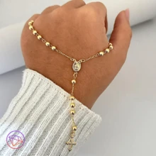 Rosary Of Our Lady Plated In 925 Silver Or 18K Gold Hypoallergenic With Extender - 金色 - 查看 2