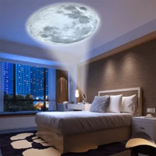 USB供电LED星空投影灯，3/6/10颗可更换行星投影仪，360°旋转，便携式，带天花板照片背景装饰，适用于卧室、客厅及小型夜灯。 - USB - 查看 6