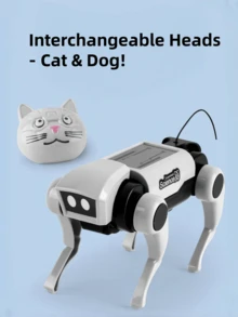 Powered Bionic Intelligent Robot Dog And Robot Cat,Remote Control Animals With DIY Assembly Science Learning Educational Toy,Walking Mechanical Dog And Cat Robot,Christmas Gifts For Kids Children Teaching Puzzle STEM Toy