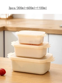 Bộ 3 hộp đựng thực phẩm dày trong suốt, kín, hộp đựng hình chữ nhật dùng được trong tủ đông và tủ lạnh, hộp nhựa dùng được trong lò vi sóng (Đen * Ngà) - Nhiều màu - Xem 22