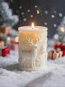 1个圣诞驯鹿圆柱蜡烛模具 - 柔韧、耐热、易于拆卸设计，适合艺术节装饰和礼品，是制作圣诞树和节日装饰品的理想之选，也可用于制作节日蜡烛 | 精致的圣诞树造型 | 柔韧硅胶材质，可用于家居装饰、圣诞装饰、房间装饰和圣诞礼物 - 白色 - 查看 5