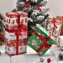 8pcs Christmas Gift Wrap Sheets - Heavy-Duty Holiday Paper With Santa, Tree, HO HO HO!, Presents, Snowflakes - Red, Green, Golden, Blue, White Colors For Presents, Cards, Decorations - No Electricity Needed - Ideal For Personal Or Commercial Use, Christmas Accessories, Seasonal Decor, Cheerful Prints, Smooth Texture, Festive Wrapping, Party Planners(4/8pcs)