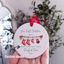 Personalised Family Name Christmas Ornament, Surname Christmas Bauble, Personalised First Christmas As A Family Of 4 Bauble, Baby First Christmas Tree Ornament, 1st Xmas Ornament., Multi-Functional, Personalized, Unique, Ideal Gifts For Him, Tea Room, Home, Garden, Office, For Anniversaries, For Valentine's Day, For Mother's Day, For Father's Day, For Graduation, For Housewarming,Fall Decor,Elegant Living,Artful Living