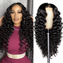 10-34 Inch 200% Density 13x4 Loose Deep Wave Wig Lace Fontal Wig Human Hair Pre Plucked Human Hair Wigs For Women Human Hair HD Transparent Lace Frontal Wig Deep Curly Wigs For Beginners - SNatural - 查看 7