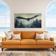 1pc Framed Wrapped Canvas Wall Art Vintage Print Black Dragon Soaring Through Cloudy Sky Canvas Classic Oil Painting Art Home Decor For Living Room, Bedroom, Office - Khung bọc - Xem 8