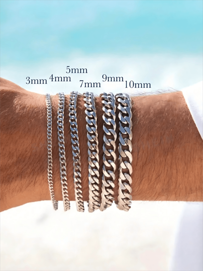 Men's Cuban Bracelet,Classic Basic Stainless Steel Chain Bracelet, Hip-Hop Sports Tough Guy Jewelry, Fashionable Jewelry Gift Suitable For Party Beaches