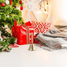 1pc Large Solid Brass Hand Bell With Wooden Handle - Extra Loud Chime, Suitable For Home Decor, Holiday Celebrations And Party, Christmas Decoration | Modern Style Bell | Smooth Polished Surface, Christmas Bell, School Bell, Dismissal Bell, Service Bell, Percussion Accessories, Ideal Desk Accessory, Classroom, Church, Eid, Room Decor, Bedroom Accessory, Tabletop Decor, Birthday Gift, Holiday Gift, New Year Gift - Multicolor - View 2