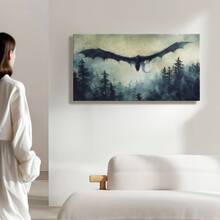 1pc Framed Wrapped Canvas Wall Art Vintage Print Black Dragon Soaring Through Cloudy Sky Canvas Classic Oil Painting Art Home Decor For Living Room, Bedroom, Office - Khung bọc - Xem 7